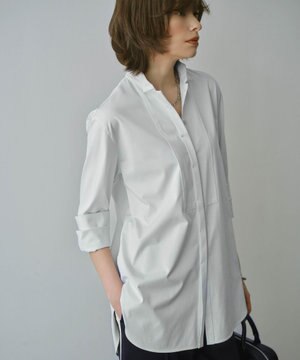  【洗える】 ブラウスライクジャージー ロングカットソー