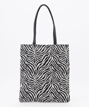  【A4サイズ収納可】ゼブラジャガード柄トートバッグ