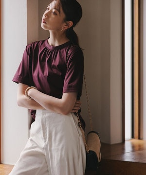 【接触冷感】プレーティングジャージー モックネック カットソー