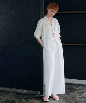  【ReNAVE・セットアップ可/洗える/UVケア/接触冷感】フィブリルシャンブレー ワイドパンツ