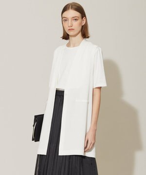  【洗える】ドライコットンアセテート ニットジレ