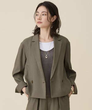  【セットアップ対応】リネンライクシンセティックショート ジャケット