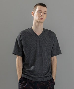 新素材【清涼感】メランジクロスジャージー Vネック半袖カットソー