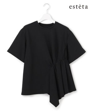 【エステータ】コットンコンプレッシャージャージー タックデザイン カットソー