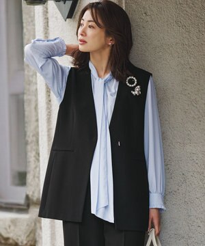  【セットアップ対応/洗える】トリアセダブルジョーゼット ジレ