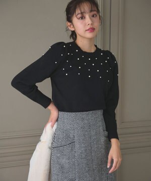  パール×ビジュー ニット