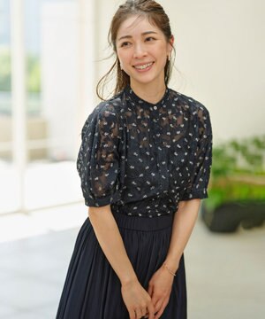  【WEB限定】フラワーボーダージャカードプリント ブラウス