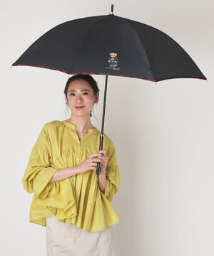 【WEB限定】POLO RALPH LAUREN（ポロ ラルフローレン）ポロベア×チェックパイピング 無地 FLAG BEAR 長傘 8本骨