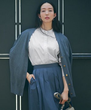  【洗える】CANCLINI バンドカラー シャツ