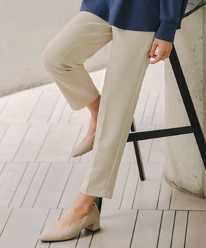  【洗える】スエードポンチテーパードパンツ