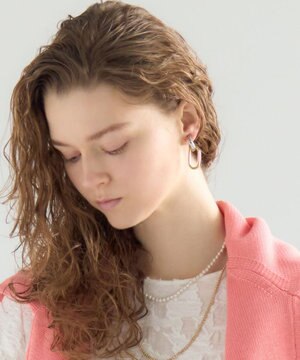  【先行予約】コンビカラー オーバル イヤリング