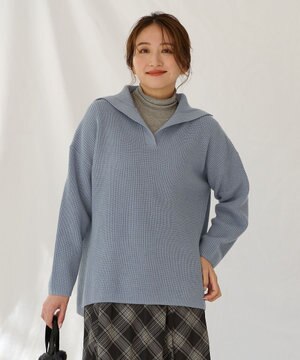 ウールブレンドスキッパーネックニット