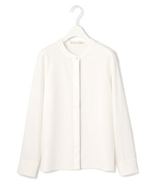  【洗える】 コンパクトモクロディ バンドカラーカットソー［アビガイルテープ］