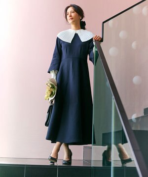 【セレモニーにも】フレアニットワンピース