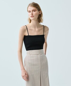 【UVカット・接触冷感】【uncrave WHITE】スムース ニット ベアトップ