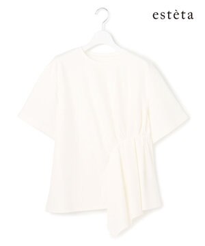  【エステータ】コットンコンプレッシャージャージー タックデザイン カットソー