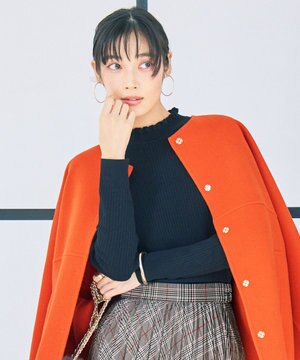  【6色展開】フリルネックニット