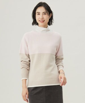  【WEB限定カラーあり・洗える】CAT ボートネック ブロッキング ニット