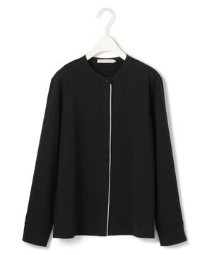  【洗える】 コンパクトモクロディ バンドカラーカットソー［アビガイルテープ］