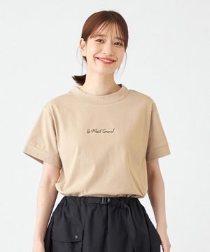 【UVカット・吸水速乾】モックネック刺繍ロゴＴシャツ