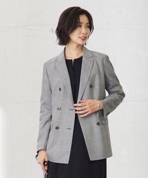  T/R/Wグレンチェック ダブル ジャケット