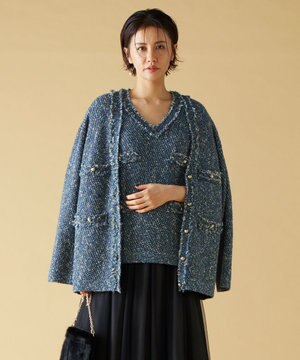  ミックスツイードニット  ベスト