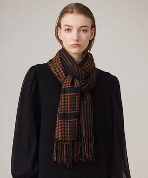  コンビネーションチェックカシミヤストール