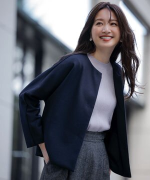  【洗える】ノーカラーダンボール ブルゾン