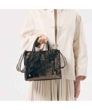  【牛革】クラックメタル/イタリアンレザーWジップトートM