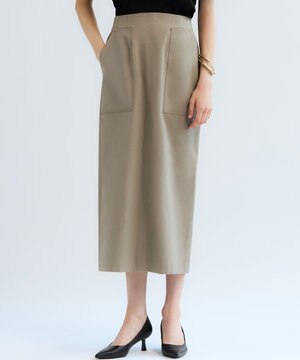  【GOLD LABEL】ハイカウントコットンギャバ レースアップ ミディ スカート