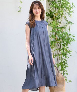  【ベルト付き】ミニドット ノースリーブワンピース