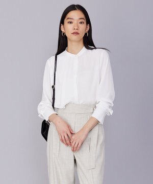  【洗える・UVケア】BackSatinAmunzen ラッフルデザインブラウス