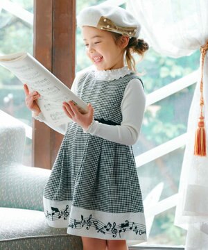  モノトーン音符ジャンパースカート