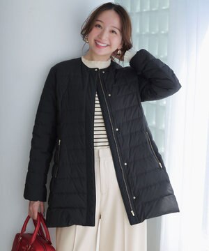  【2WAY】ノーカラーミドル ダウン