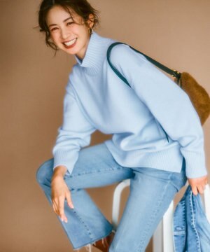 【洗える】カシミヤブレンド ハイネック ニット