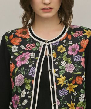  フラワープリントニットカーディガン