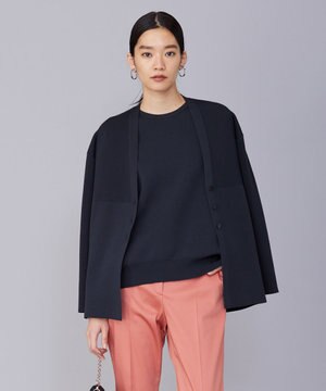  【洗える】コットンポリエステルスムース カーディガン