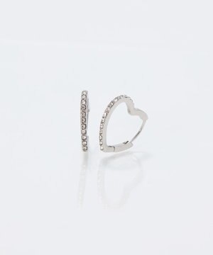  【金属アレルギー対応】ワンタッチライナーハートビジューフープピアス　シルバー