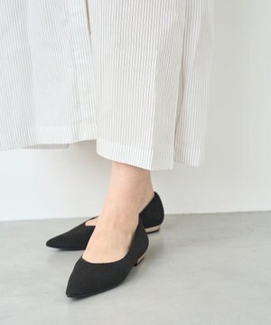 【洗える/撥水】メタルヒール フラット パンプス
