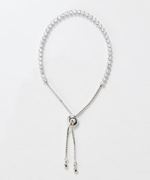  ラインストーンスライドテニスブレスレット　シルバー