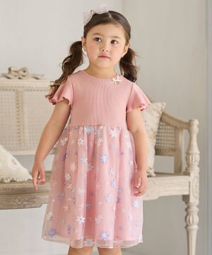  刺繍チュールワンピース