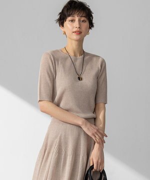 【洗える】シャイニーシアー リブ ニット