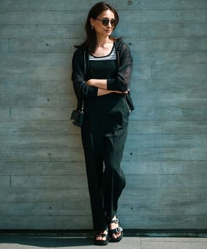  【CLASSY.6月号掲載/洗える】リネンレーヨンストレッチ サロペット