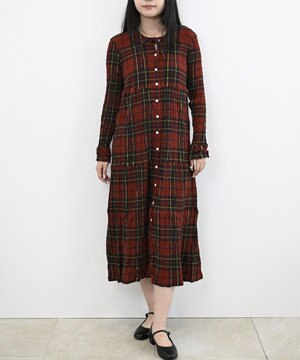  creperie LONG SLEEVES ONE PIECE -TARTAN CHECK クレプリ タータンチェック長袖ワンピース