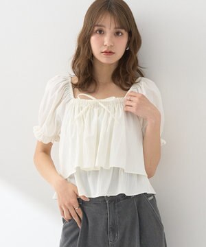 スクエアフロントリボンブラウス