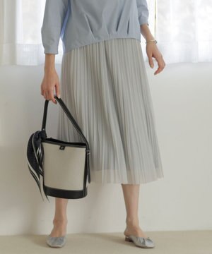  【洗える】オーガンジートリコット プリーツ スカート