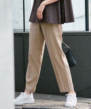  【洗える/セット着用可】キュプラリネンシャンタン イージーテーパードパンツ