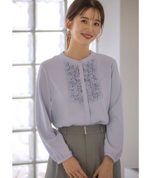  【洗える】フリルディテール ブラウス