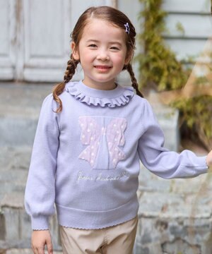  首フリルしあわせタッチニット