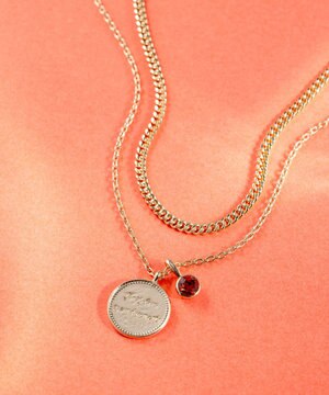  カラーストーン コイン ネックレス